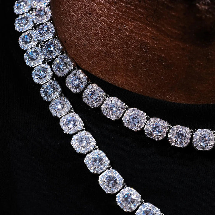 CLUSTERED TENNIS CHAIN IN WHITE GOLD - Mode Diamonds